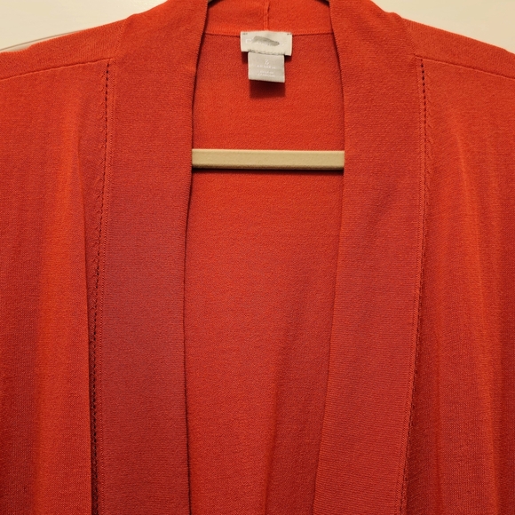 Chico’s Red Open Front Cardigan Size 3 XL Lightweight Knit - Picture 4 of 7